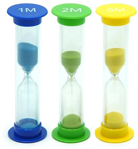 TeacherFav Sanduhr für Kinder, 3er-Set, kleine Bunte Sanduhr mit Acryl-Überzug, 1 Min., 2 Min., 5 Min. für Klassenzimmer, Zuhause und Kinderzimmer