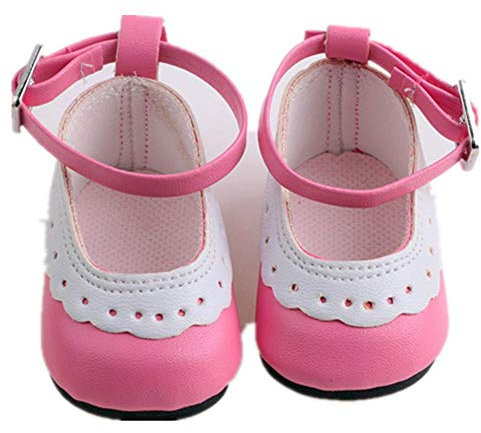 Aeromdale Puppenschuhe Flache Schuhe mit Spitze für 45.7 cm American Doll Girls 43cm Puppe Geschenke - Rose Red - 1 Paar