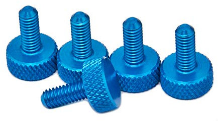 PrecisionGeek Tornillo de cabeza moleteada Aluminio Azul M6 x 10mm 5pz