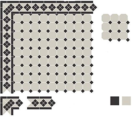 Ottagona con tozzetto in Gres Porcellanato per pavimento | Dimensioni: Ottagona mm 96x96x8 | Tozzetto mm 29x29x8 | Unità di vendita 1 scatola da 1,26 m2 (Nero)