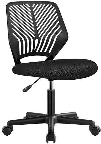 Yaheetech Bürostuhl Schreibtischstuhl ohne Armlehnen Drehstuhl mit Rücklehne Arbeitsstuhl höhenverstellbar 136 kg belastbar 50 x 55 x 79-92 cm Schwarz