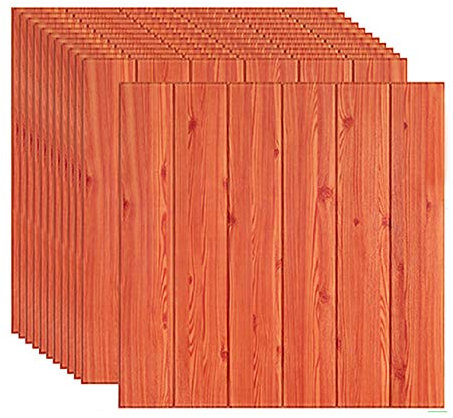 XCYYBB Stickers Muraux Brique Autocollant Papier Peint 3D Brique de Pierre Amovible Décoradif Imperméable Auto-Adhésif Papiers Peints Autocollants détachables Mur de Briques -Bois Rouge a 50pcs