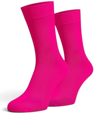 ONESCK Super Soft Cotton Dress Socks, Hot Pink, 4-7