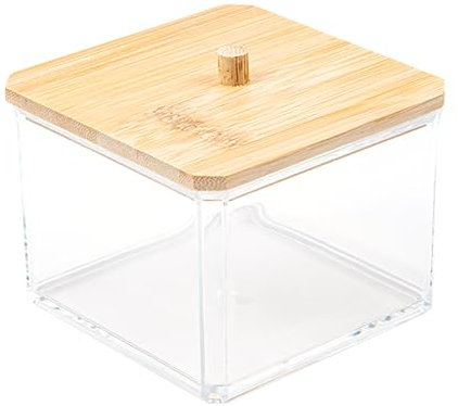 Greyoe Wattepadspender, Wattestäbchen Behälter, Hergestellt aus PS-Material, mit Deckel, Staub- und feuchtigkeitsbeständig, für Wohnzimmer, Schlafzimmer, Badezimmer