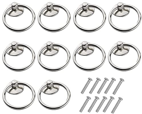 Niooce 10 STK Schubladengriffe Griff- Griff Knopf Ring für Schrank Schubladen Kommode Kleiderschrank,Silber