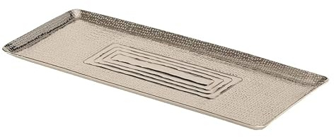 Meinposten Tablett Dekotablett Dekoschale silber Metall Deko Kerzentablett (Kleines Tablett, 47 x 19 cm)