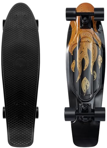 KMX Skateboard 27 Inch, Classic Cruiser Skateboard for Beginners and Advanced, Mini Cruiser Board for Boys, Girls, Kids, Students, Adults, Teens Penny Nickel Board(Flame)