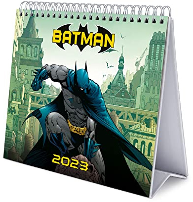 Grupo Erik Tischkalender 2023 - Batman DC Comics Kalender 2023 Tischkalender - Tischkalender 2023 Quer Format - Tischkalender 2023 zum Aufstellen - FSC zertifiziert - Offizielle Lizenz