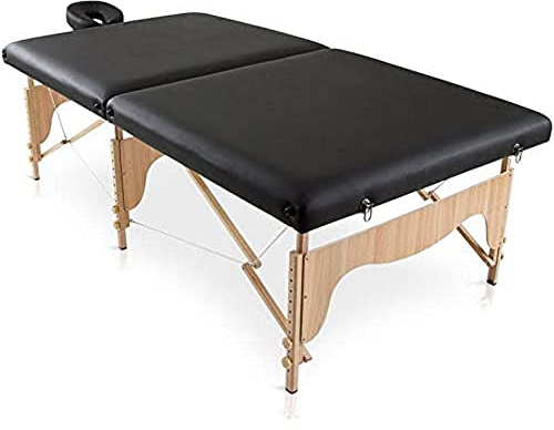 QUIRUMED Klapptrage aus Holz, Typ BOBATH, 200 x 107 cm, Sonderbreite, Schwarze Farbe, Kunstleder, tragbar, Abnehmbarer Kopf, höhenverstellbar, bis zu 180 kg