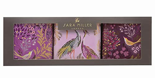 Elite Gift Boxes Sara Miller - Haveli Garden Set of 3 Square tin Caddies - 320 x 110 x 110mm