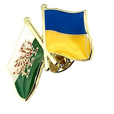 Ukraine Wales Walisischer Cymru Roter Drache Freundschaft Metall Emaille Landflaggen Pin Anstecknadel, Metall