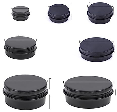 DHAEY 50 Pz 5ml-60ml Barattoli di Latta di Alluminio Contenitori Ricaricabili Coperchio a Vite in Alluminio Contenitore Rotondo di Latta Bottiglia per Balsamo Labbra Cosmetico Crema-60g,Nero,Metallo