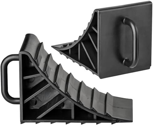 2 x Unterlegkeil mit Griff 15x10CM Hemmschuhe Bremskeile Anhänger PKW Stütze Wohnwagen Kunststoff