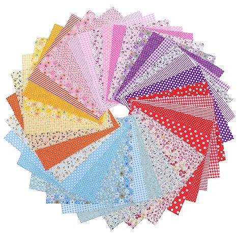 COHEALI 35stücke Teiliges Baumwollstoff Patchwork Stoffe Für Nähprojekte Handgemachte Baumwollstoffe Rot Gelb Blau Und Für Kinderbekleidung Heimdekoration Und Bastelarbeiten