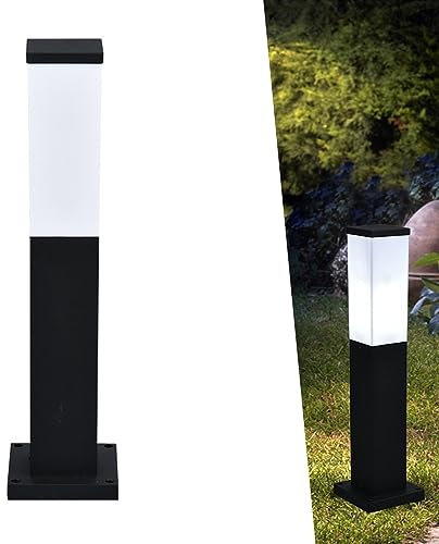 Außen Sockellampe Retro E27,LED Sockelleuchte,Garten-leuchte IP44 Wasserdicht Aluminium Säulelampe Pollerleuchten Stehlampe Pfostenlicht Weiß Schwarz stehend Rasen Hof Außenlampe Wegeleuchte (C)