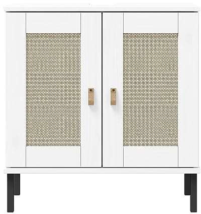 Eleganter Waschbeckenunterschrank aus massiver Kiefer in Weiß. 62x65x40 cm – ideal fürs Badezimmer. Hochwertig, langlebig & stilvoll.