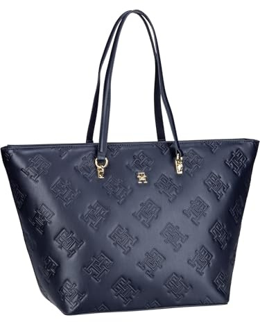 Tommy Hilfiger Refined Tote Monogram, Shopper, Tote Bag, Schultertasche, Dunkelblau