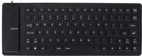 Silicone Keyboard Fully Sealed Design Lightweight Portable Silent Soft Comfortable USB Wired Silicone Keyboard for PCWhite Computer Accessories & Peripherals (Black)