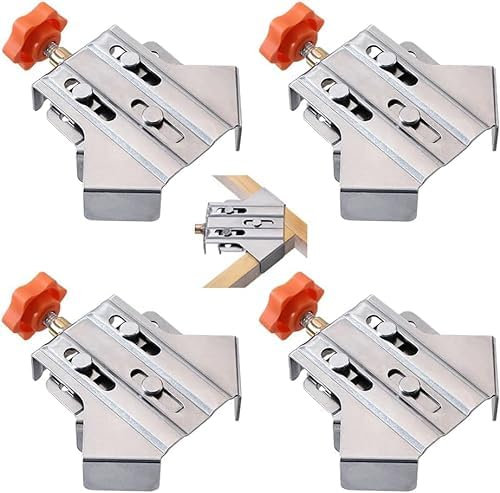 Morsetto ad angolo retto multiuso in acciaio inox rapido a 90 gradi, morsetto angolare con manico singolo, ganascia oscillante regolabile, per la lavorazione del legno e cornici fotografiche (aperto*