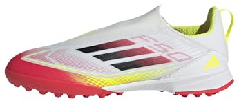 Adidas Unisex-Kids F50 League Laceless Turf Soccer, White/Black/Solar Yellow, 1