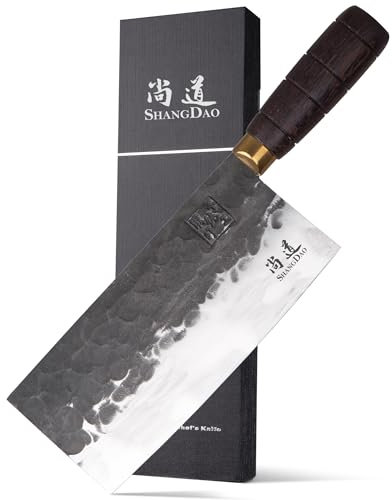 SHANGDAO 8.1 Meat Cleaver Knife - Hand-Forged Butcher Knife High Carbon Steel Kitchen Knife Full Tang Chef Knife, Professional Kitchen Knife with Wood Handle & Case