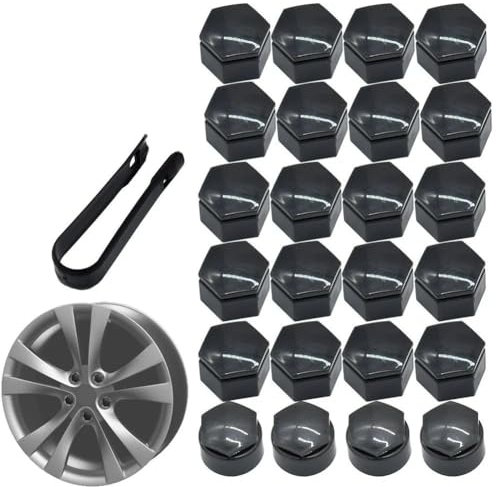 Radschraubenkappen 17mm,Radmutterkappen 24 STK 22 MM RÄDER Reifen MUTTERN ABDECKUNGEN Passend for Insignia VERRIEGELUNGSKAPPE BOLZEN GRAU Muttern & Bolzen Auto Ersatzteile