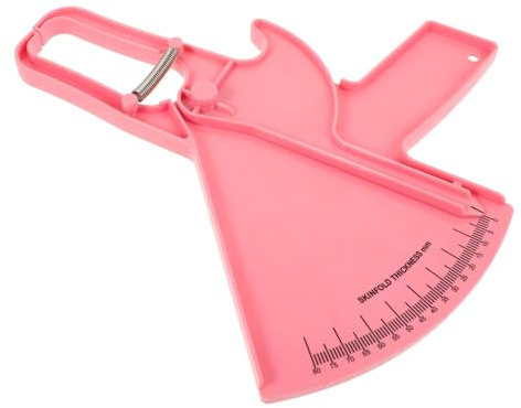 Calibrador de Grasa Corporal Rosa de Plástico, Pinza de Medición | Uso en Casa Bolsa de Gimnasio, Ligero y Autónomo, Incluye Tarjetas de Instrucciones