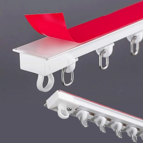 Selbstklebende Vorhangschiene vorhangschiene zum kleben vorhangschiene ohne bohren for Decke oder Wand for Vorhangschiene Etagenbett Erkerfenster Raumteiler(2.6m(8.5ft))