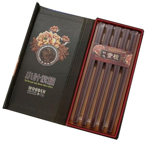 Set regalo di bacchette riutilizzabili in legno premium Confezione regalo - Bacchette cinesi giapponesi coreane in legno naturale con custodia, bacchette antiscivolo lavabili in lavastoviglie B (