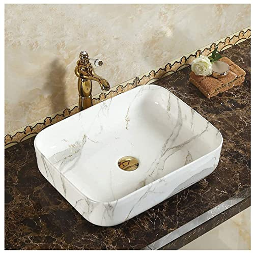 sjdoPulse Bathroom Sink Countertop Sink, Wash Basin Small Guest Toilet Countertop Sink Ceramic Washbasin Set Ceramic Sink Countertop Sink (A)