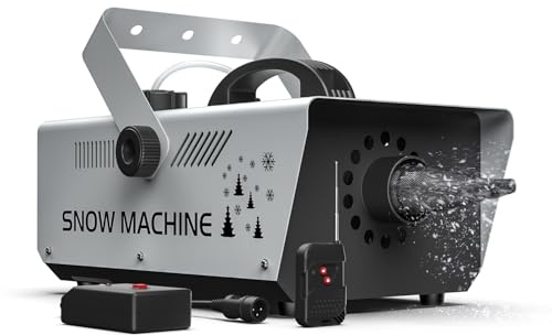 Schneemaschine mit Fernbedienung 1200W, Nebelmaschine Effektmaschinen LED-RGB-Lichtern, Stabil & Tragbar, Passend für Halloween, Weihnachten, Hochzeitsfeiern, Partys, DJ-Bühne & Bühnenauftritte usw