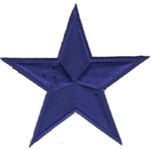 Stern Blau Aufnäher zum aufbügeln oder aufnähen Bügelbild Aufbügler für Kleidung gestickter Bügelpatch Applikation Star Patch Größe 8,5 x 8,5 cm