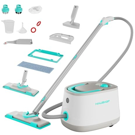 HAUSHOF Multipurpose Steam Cleaner with 1.5 L Water Tank & 16 Accessories, 2000W High-Temp & Chemical-Free Powerful Steamer Cleaner for Floor, Carpet, Window, Car