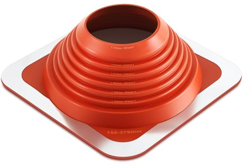 Yaocom Silicone High Temp Roof Boot Kit Metal Roof Flashing Boot Chimney Boot Metal Roof Pipe Boot Pipe Flashing Vent Boot, Orange (#6 Od 4-3/4'' - 10'')