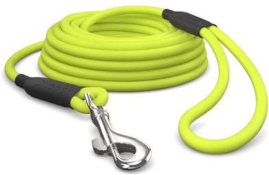 10m Schleppleine Hunde, Wasserfeste Hundeleine Rundleine mit Handschlaufe, Robuste Freilauf-Trainingsleine Neon-Gelb, bis 35kg
