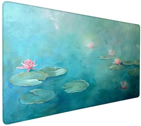 Gaming Mauspad XXL 600x300x3 mm Groß Mousepad Blau Schreibtischunterlage Blume Mouse Pad mit rutschfeste Gummibasis, Vernähte Kanten Design Wasserdicht Mouse Pad für PC Gaming Zubehör, Geschenk Z-908