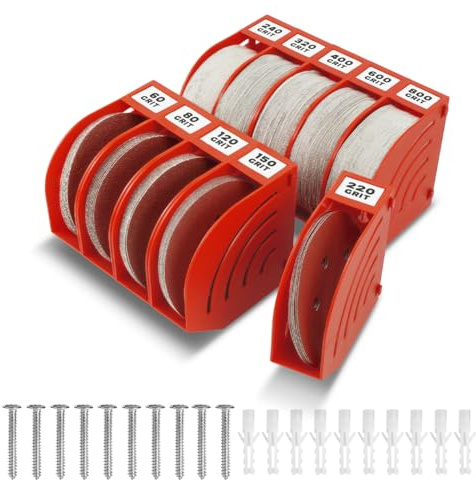 gostle 150mm Schleifscheiben Aufbewahrungsbox – Set aus 10 Boxen, Rot, Platzsparend, Stapelbar, mit Körnungs-Kategorisierung für Werkstatt und Exzenterschleifer Zubehör
