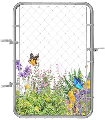 VEVOR Portillon de Jardin, 81x117 cm, Porte de Clôture à Mailles Losangées Réglable, Portail de Clôture en Acier Galvanisé Résistant à la Rouille, Installation Facile, pour Ferme, Poteaux Non Inclus