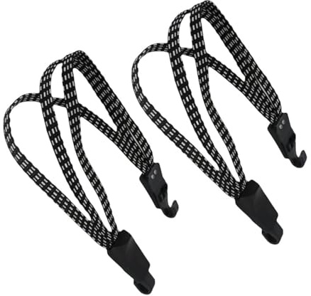 2 Pcs Heavy Duty Bungee Cords, 60cm Flat Elastic Straps with Double J-Hooks | 2 Pcs 60cm Heavy Duty Flat Bungee Cords, Double J-Hooks Stretchable to 120cm for Bikes Motorcycles Camping Outdoor Transport