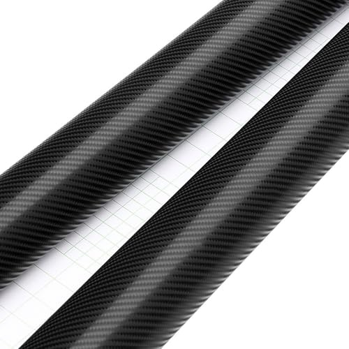 Car Wrap 152cm*200cm 4D Carbon Fiber Vinyl Film Car Styling Wrapping Sheet Roll Film Automobiles DIY Car Hood Roof Stickers Accessories Car Vinyl Wrap(Black)