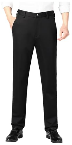 Generisch Costumes pour homme - Coupe droite et élégante - Coupe droite - Taille haute - Pantalon de loisirs pour homme - Taille 4, Noir , 42