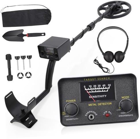 ibasenice Detector de Metales para Adultos Ajustable y Ligero Alta Sensibilidad para Búsqueda de al Aire Equipo Portátil con Diseño Ergonómico y Resistente al Agua