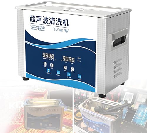 EpyGnom Digital Ultrasonic Cleaner 40KHZ Professional Commercial Stainless Steel Ultra Sonic Bath Cleaning Tank Machine with Digital Timer and Heater for Jewellery Dentures Metal Parts 304-4.5L