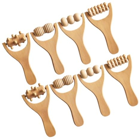 HIAKDOFT 8 Stück Teiliges Holz massage roller Ergonomisches Körper Fußmassagegerät Tragbar Acupoint stimulierend Leichtes Entspannungswerkzeug für Nacken Beine Rücken für Zuhause und