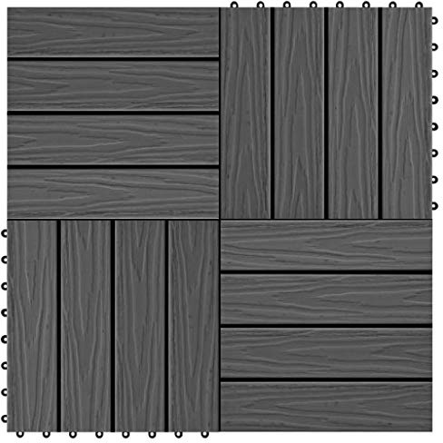 INLIFE Carreau de terrasse en Relief 11 pcs WPC 30x30 cm 1 m² Noir