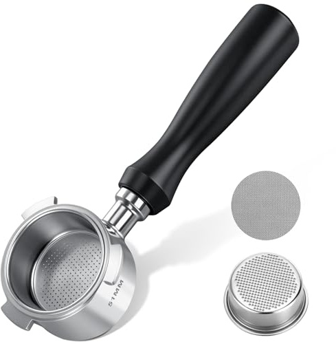VINATO 51mm Bodenvloser Siebträger – Vollständig aus Metall | Kompatibel mit DeLonghi EC680 / EC685 / EC885 / EC890