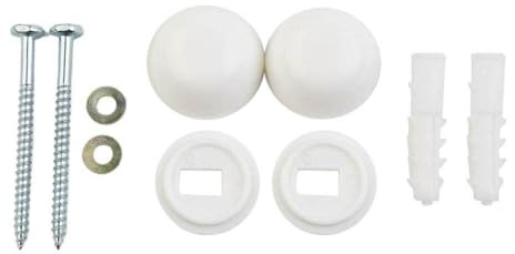 Set di bulloni di ancoraggio per WC con kit di fissaggio a pavimento angolato per WC, bidet e lavabo – plastica + struttura in ferro, bianco, include vite