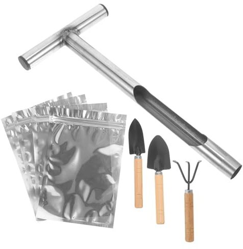 FOMIYES Outil D'échantillonnage de Sol en Acier Inoxydable Poignée en T – Sonde Carottée Légère et Portable pour Jardinage, Pelouse et Entretien du Sol Professionnel et Personnel