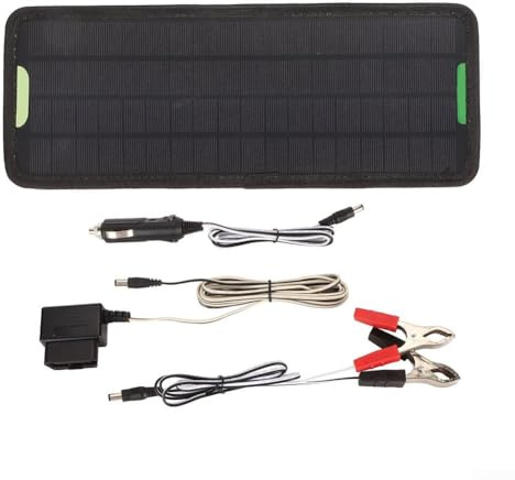 Feeshoppher 12 V 24 V Solar-Erhaltungsladegerät Batterielade-Set mit 5 W polykristallinem Panel und Maintainer für Auto, Boot, Wohnmobil, Motorrad, LKW, Traktor, SLA, Gel, Nasszellen, Deep Cycle
