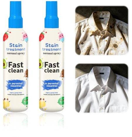 Stain Remover Spray for Clothes 200ml, Pack of 2,Stain Treater Spray - Powerful Fabric Stains Remover,Safe on Whites and Colors,Effective on Grease,Sweat,Ink,Wine,Perfect for Travel and Laundry